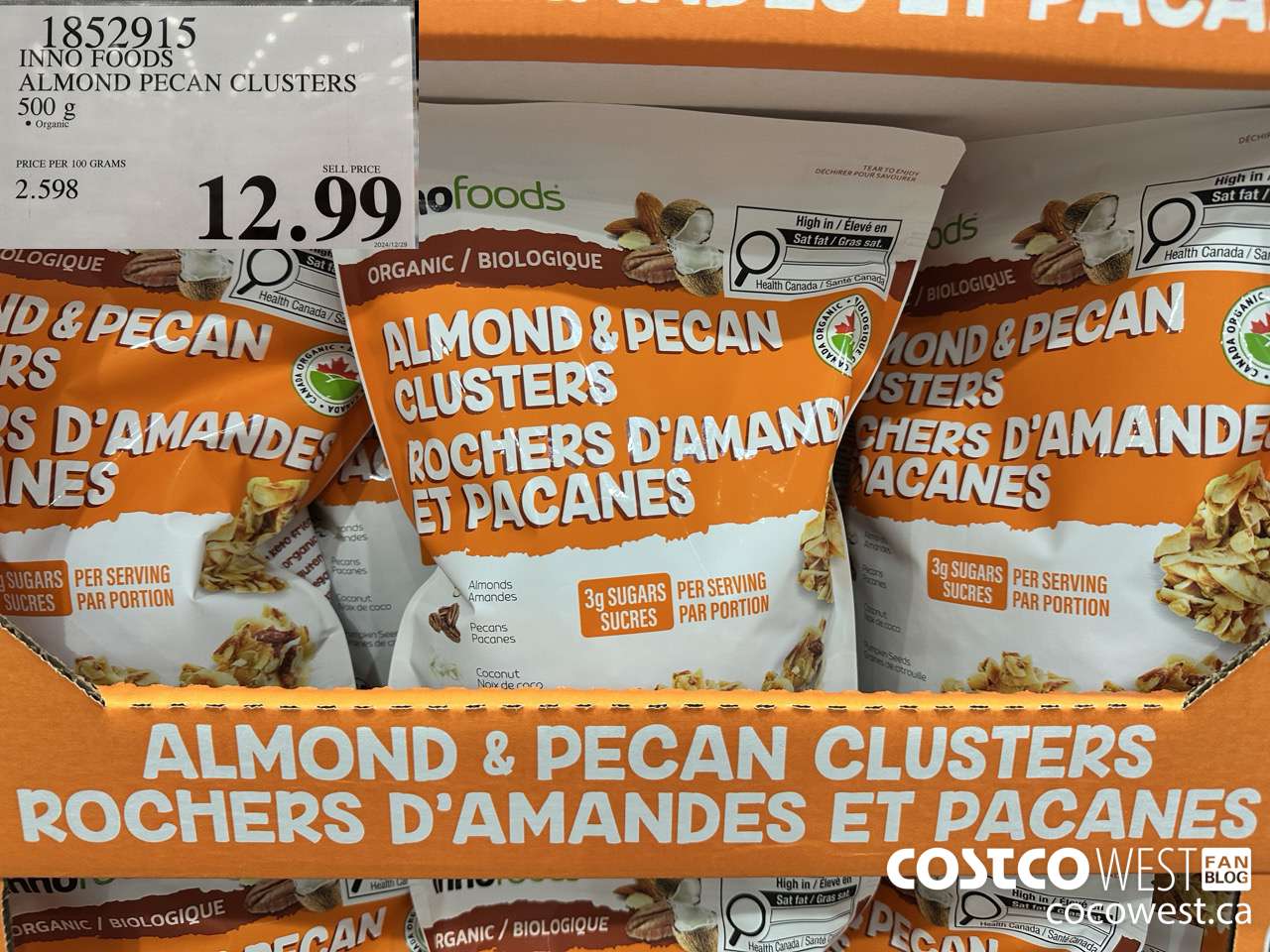 1852915 INNO FOODS ALMOND PECAN CLUSTERS 500G $12.99