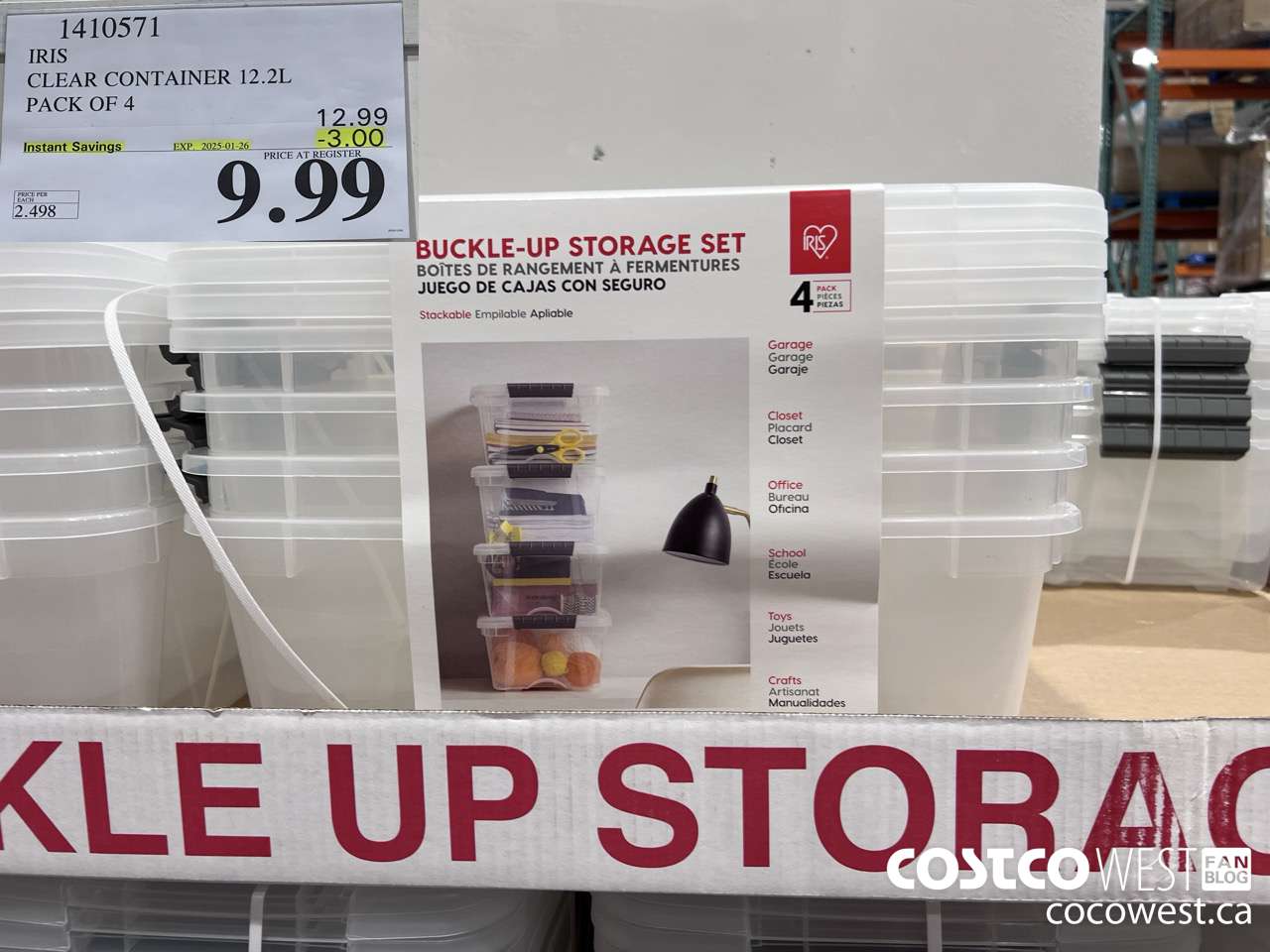 1410571 IRIS CLEAR CONTAINER 12.2L PACK OF 4 ($3.00 INSTANT SAVINGS EXPIRES ON 2025-01-26) $9.99