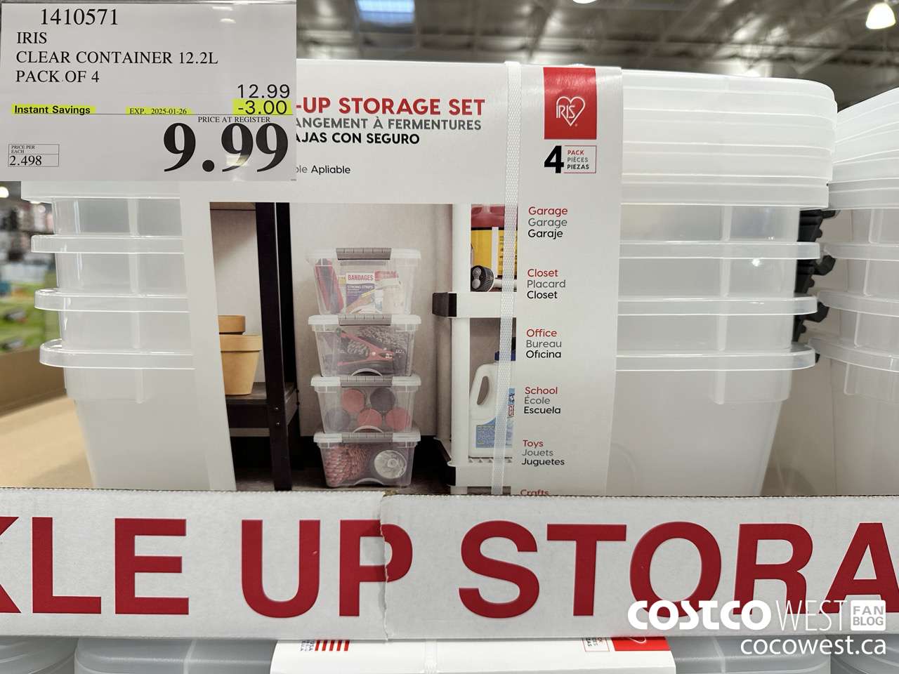 1410571 IRIS CLEAR CONTAINER 12.2L PACK OF 4 ($3.00 INSTANT SAVINGS EXPIRES ON 2025-01-26) $9.99