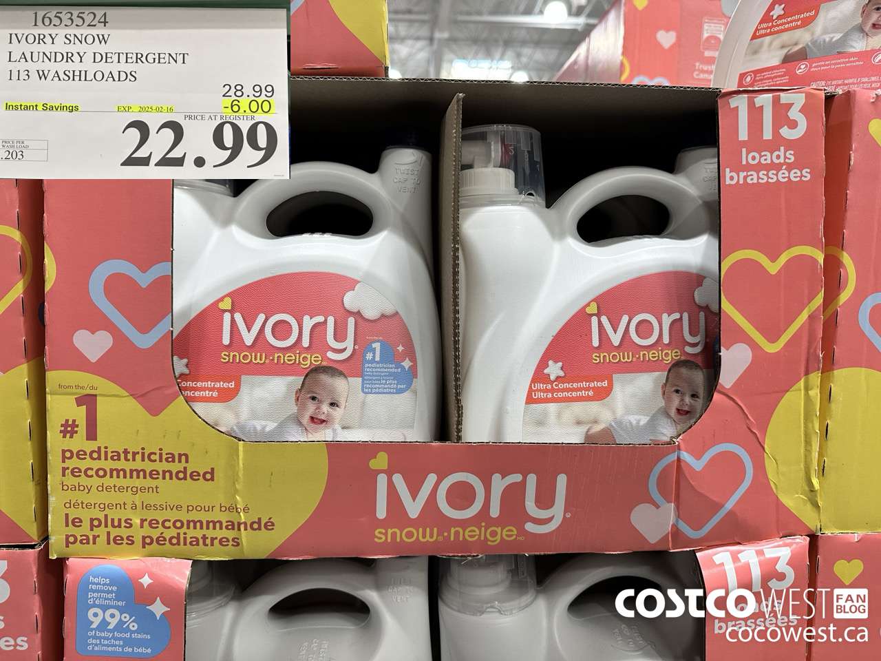 1653524 IVORY SNOW LAUNDRY DETERGENT 113 WASHLOADS ($6.00 INSTANT SAVINGS EXPIRES ON 2025-02-16) $22.99