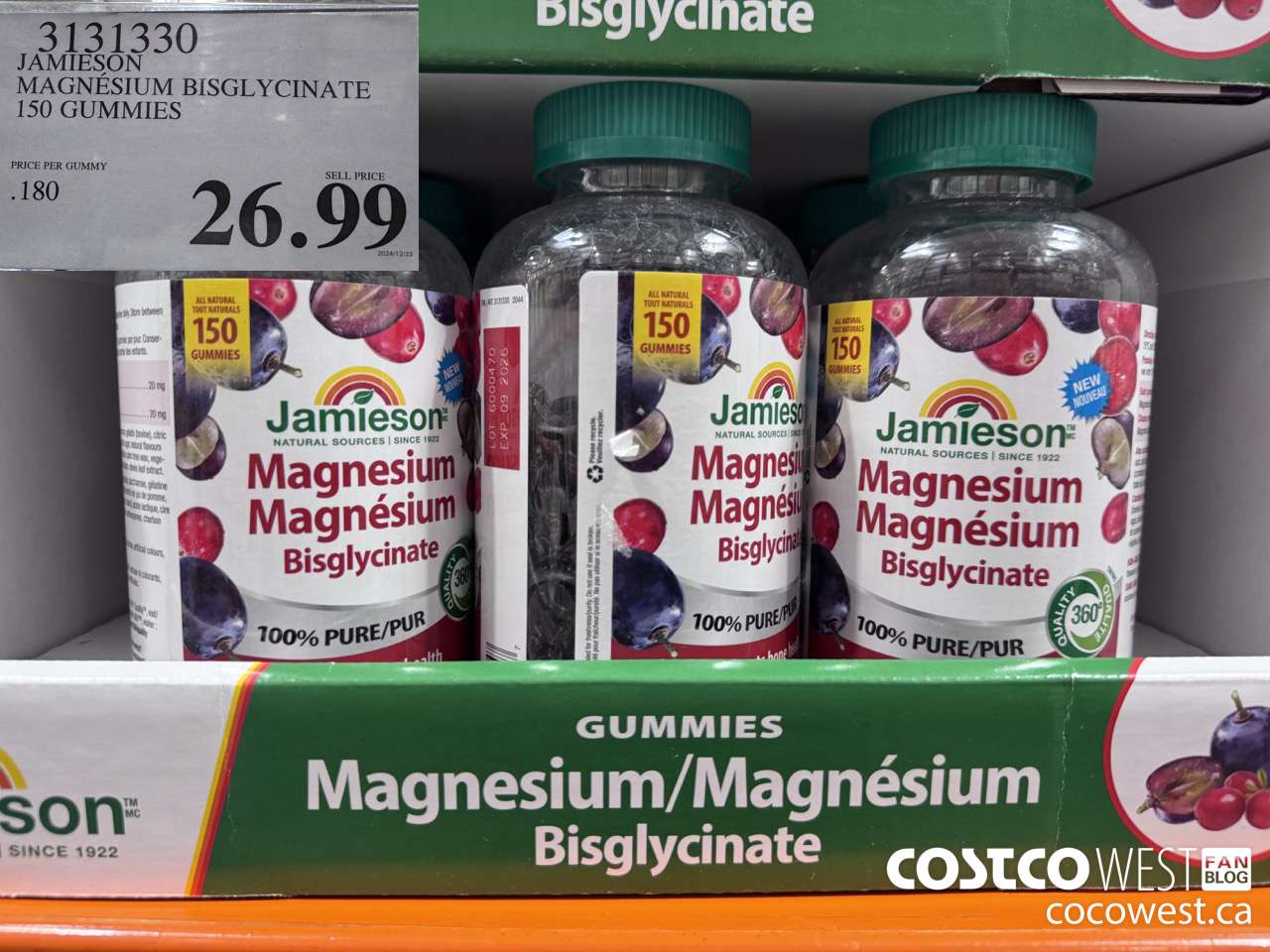 3131330 JAMIESON MAGNESIUM BISGLYCINATE 150 GUMMIES $26.99