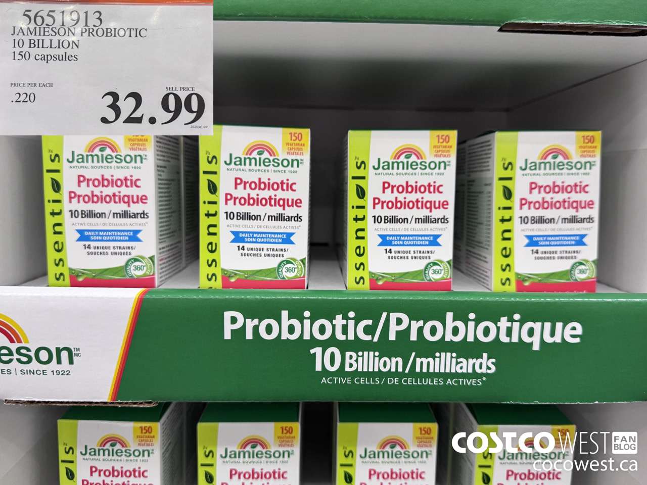 5651913 JAMIESON PROBIOTIC 10 BILLION 150 COUNT $32.99