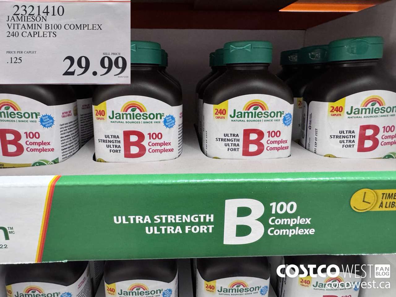 2321410 JAMIESON VITAMIN B100 COMPLEX 240 CAPLETS $29.99