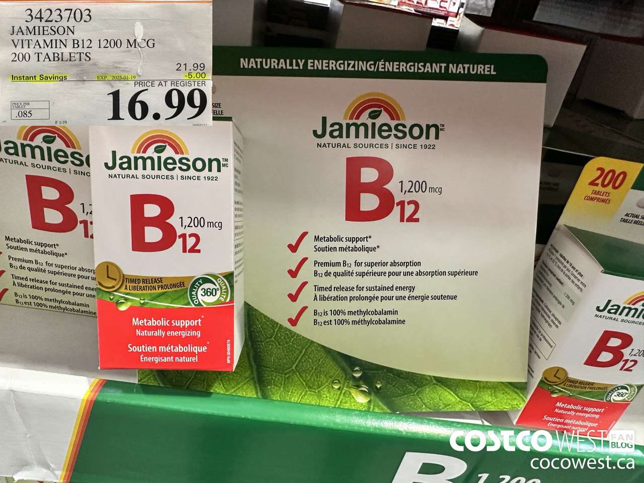 342370 JAMIESON VITAMIN B12 1200 MCG 180 TABLETS ($5.00 INSTANT SAVINGS EXPIRES ON 2025-01-19) $16.99