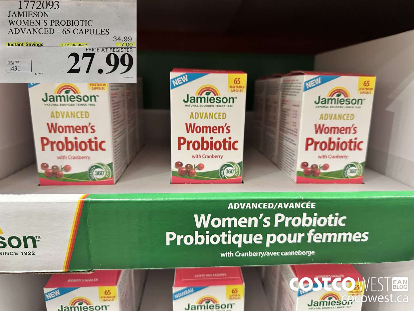 1772093 JAMIESON WOMEN'S PROBIOTIC ADVANCED - 65 CAPS ($7.00 INSTANT SAVINGS EXPIRES ON 2025-02-02) $27.99