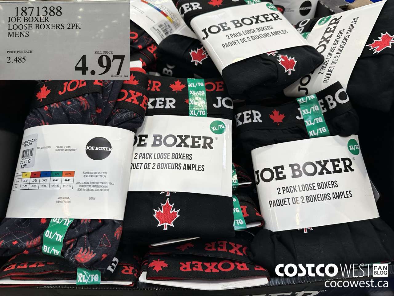 1871388 JOE BOXER LOOSE BOXERS 2PK MENS $4.97