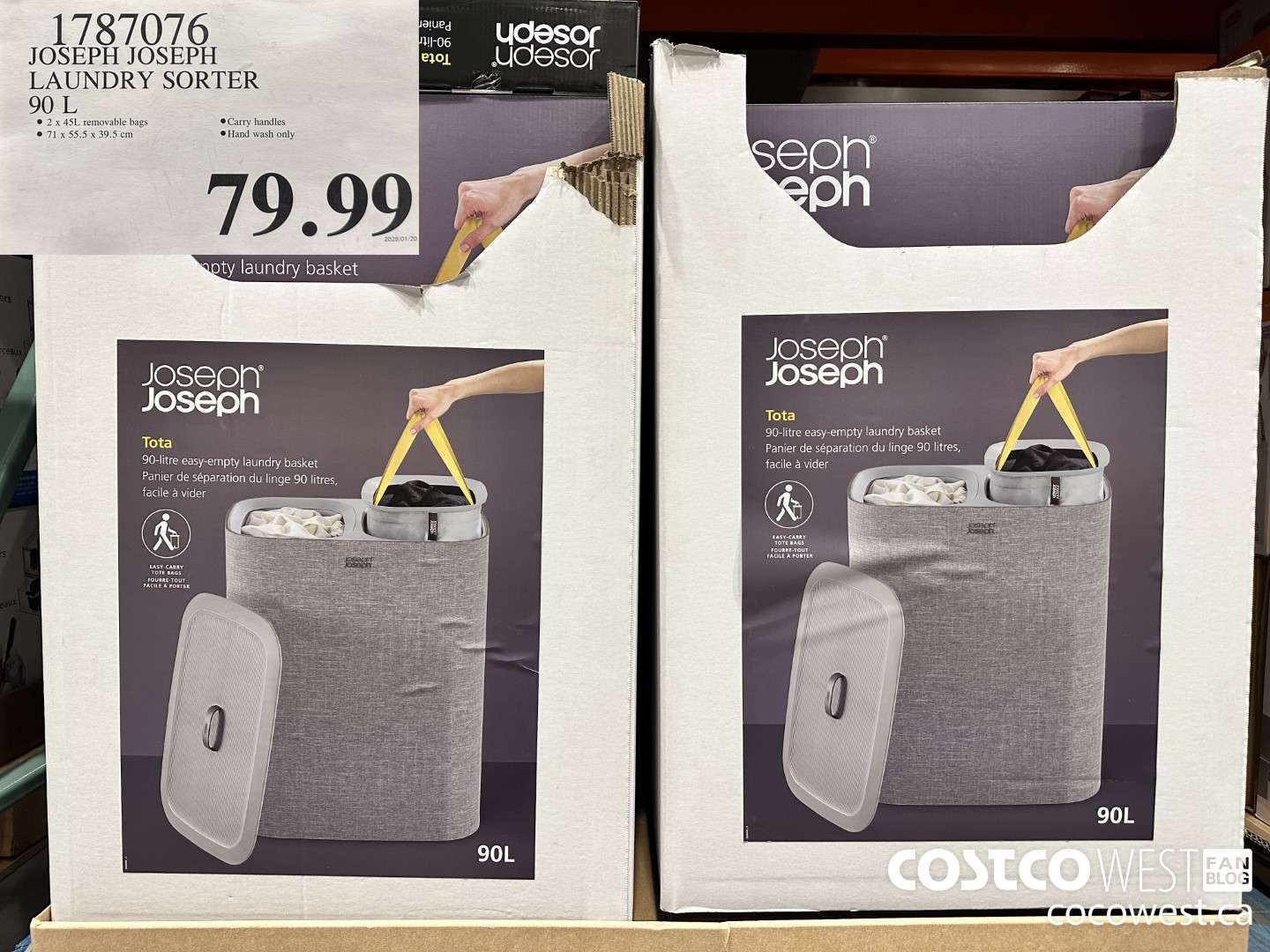 1787076 JOSEPH JOSEPH LAUNDRY SORTER 90 L $79.99