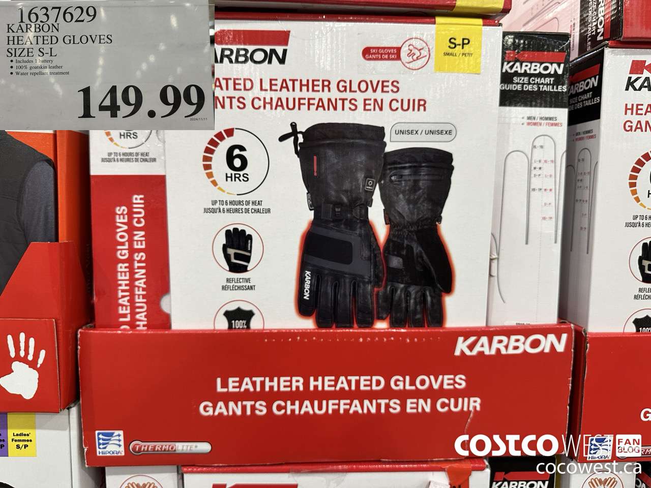 1637629 KARBON HEATED GLOVES SIZE S-L $149.99
