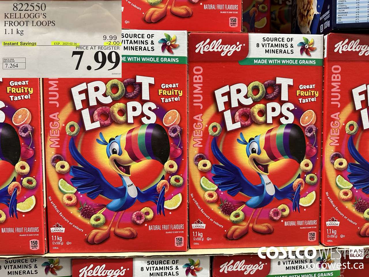 822550 KELLOGGS FROOT LOOPS 1.1 kg ($2.00 INSTANT SAVINGS EXPIRES ON 2025-02-16) $7.99