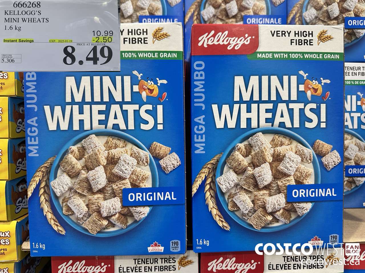 666268 KELLOGG'S MINI WHEATS 1.6 kg ($2.50 INSTANT SAVINGS EXPIRES ON 2025-01-19) $8.49