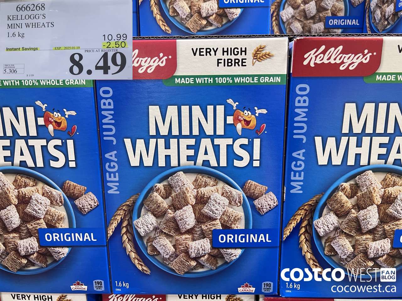 666268 KELLOGG'S MINI WHEATS 1.6 kg ($2.50 INSTANT SAVINGS EXPIRES ON 2025-01-19) $8.49