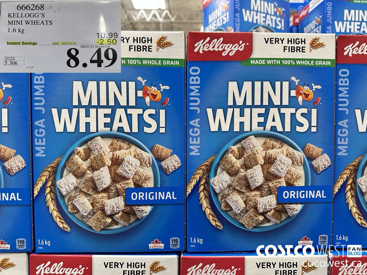 666268 KELLOGG'S MINI WHEATS 1.6 kg ($2.50 INSTANT SAVINGS EXPIRES ON 2025-01-19) $8.49