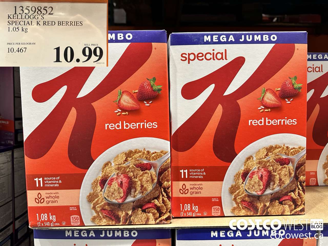1359852 KELLOGG'S SPECIAL K RED BERRIES 1.05 KG $10.99