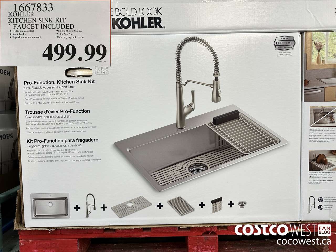 1667833 KHOLER KITCHEN SINK KIT FAUCET INCLUDED $499.99