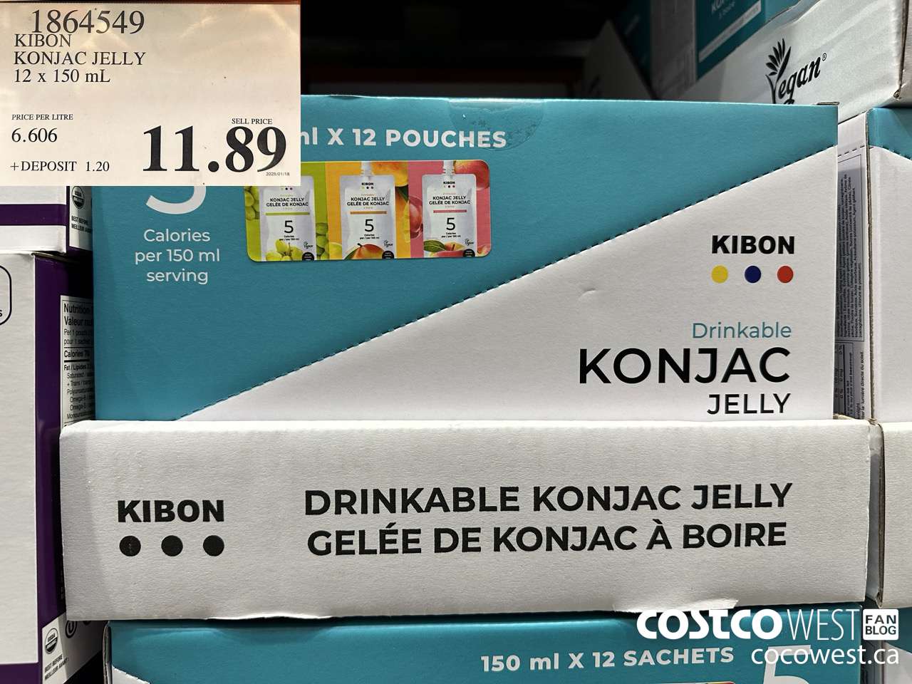 1864549 KIBON KONJAC JELLY 12 X 150ML $11.89