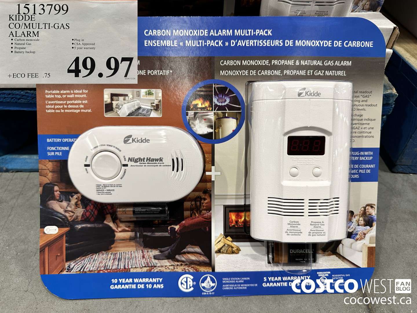 1513799 KIDDE CO/MULTI-GAS ALARM $49.97