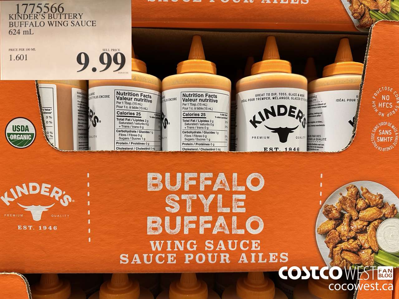 1775566 KINDER'S BUTTERY BUFFALO WING SAUCE 624ML $9.99