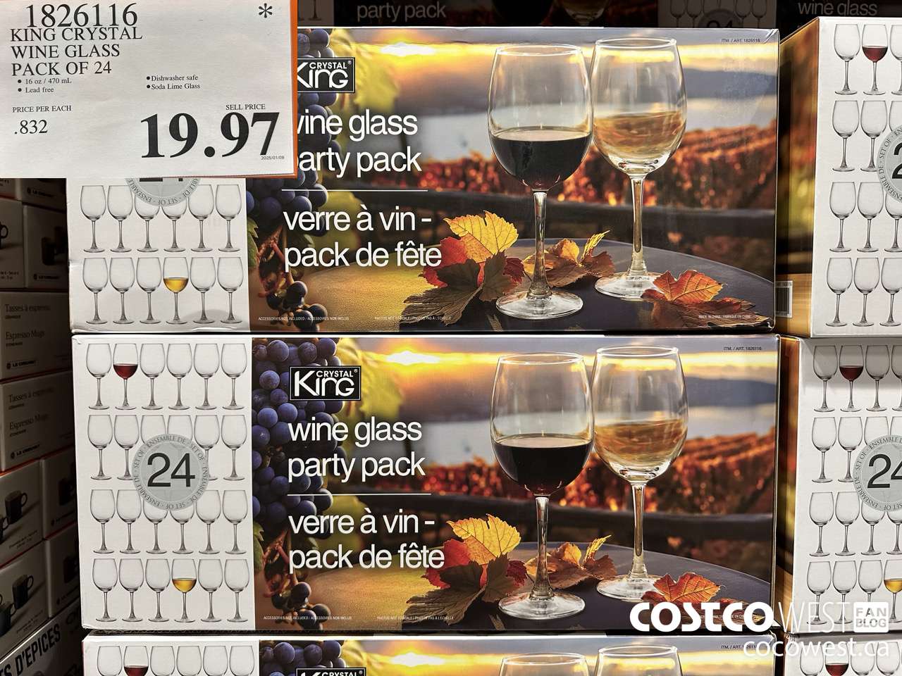 1826116 KING CRYSTAL WINE GLASS PACK OF 24 $19.97