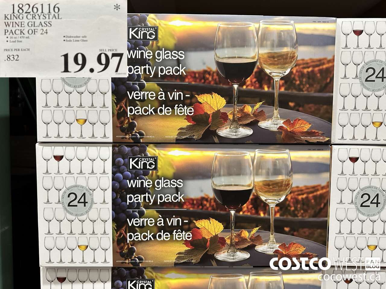 1826116 KING CRYSTAL WINE GLASS PACK OF 24 $19.97