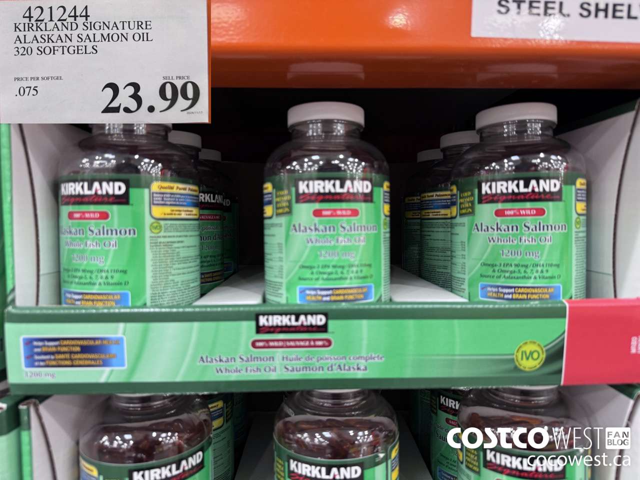 421244 KIRKLAND SIGNATURE 100% PURE ALASKAN SALMON OIL 320S $23.99