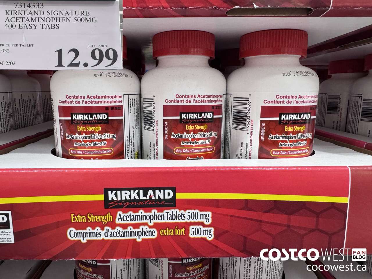 7314333 KIRKLAND SIGNATURE ACETAMINOPHEN 500MG 400 EASY TABS $12.99