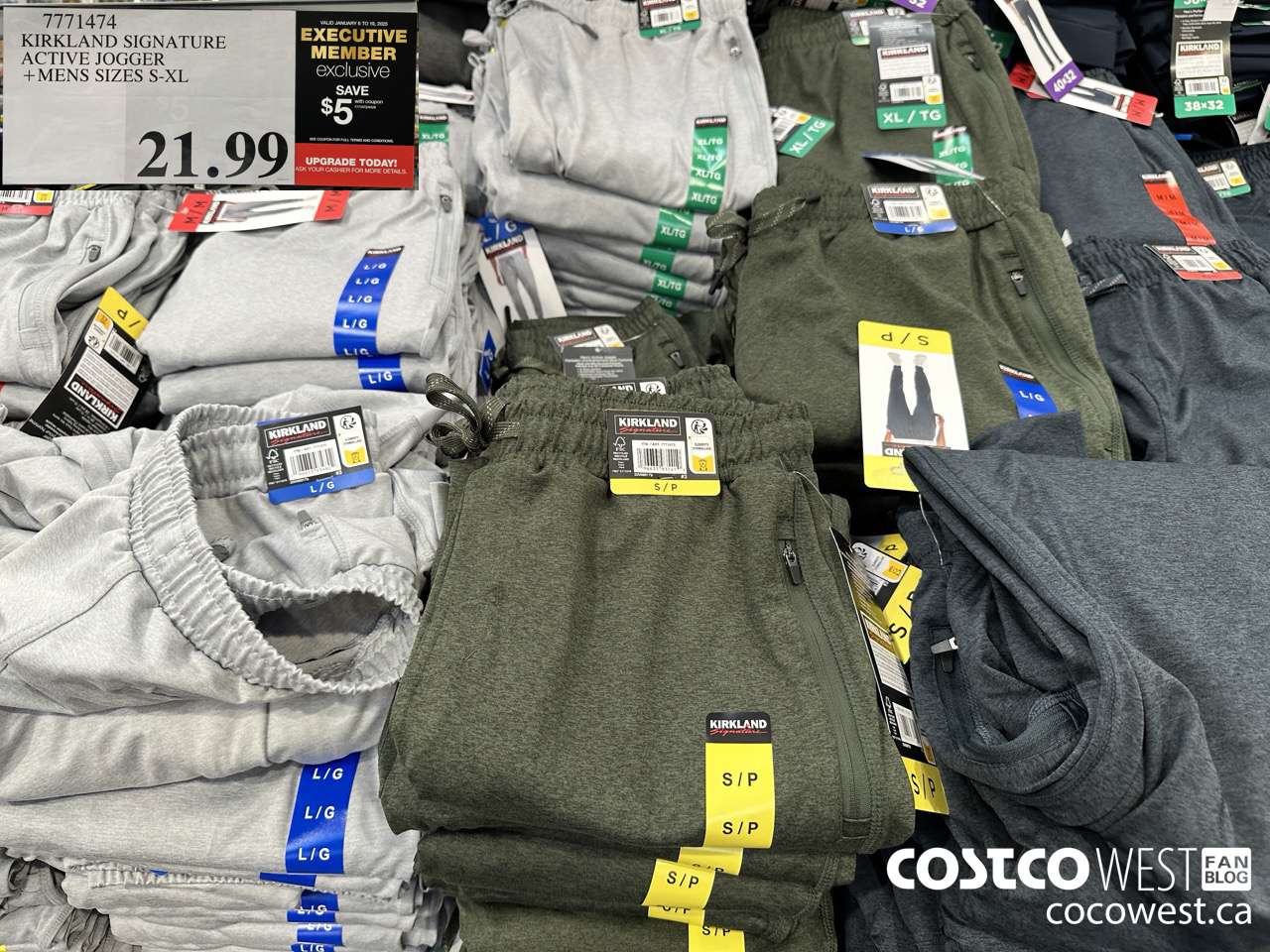 7771474 KIRKLAND SIGNATURE ACTIVE JOGGER MENS SIZES S-XL ($5.00 INSTANT SAVINGS EXPIRES ON 2025-01-19) $16.99