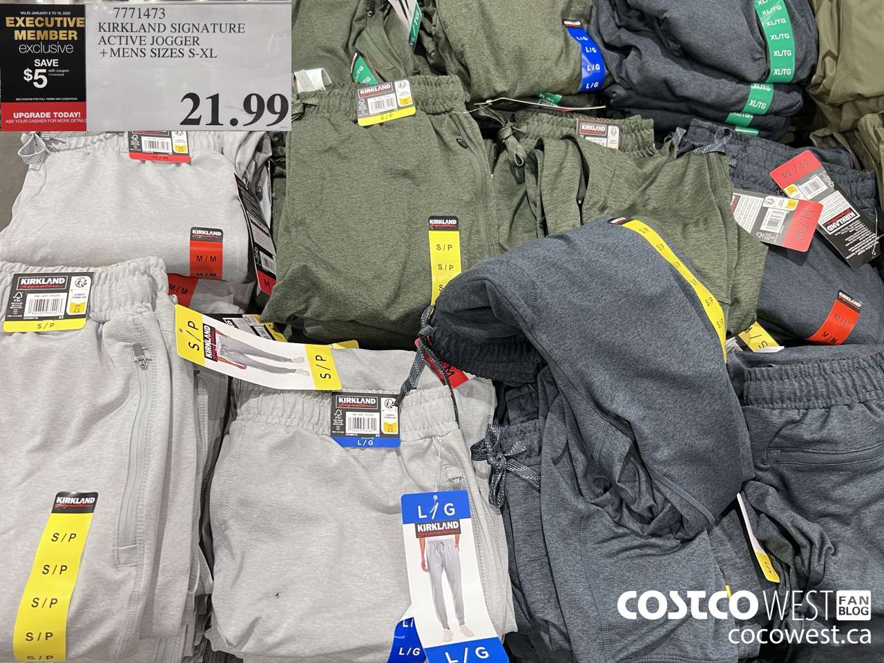 7771473 KIRKLAND SIGNATURE ACTIVE JOGGER MENS SIZES S-XXL ($5.00 INSTANT SAVINGS EXPIRES ON 2025-01-19) $16.99