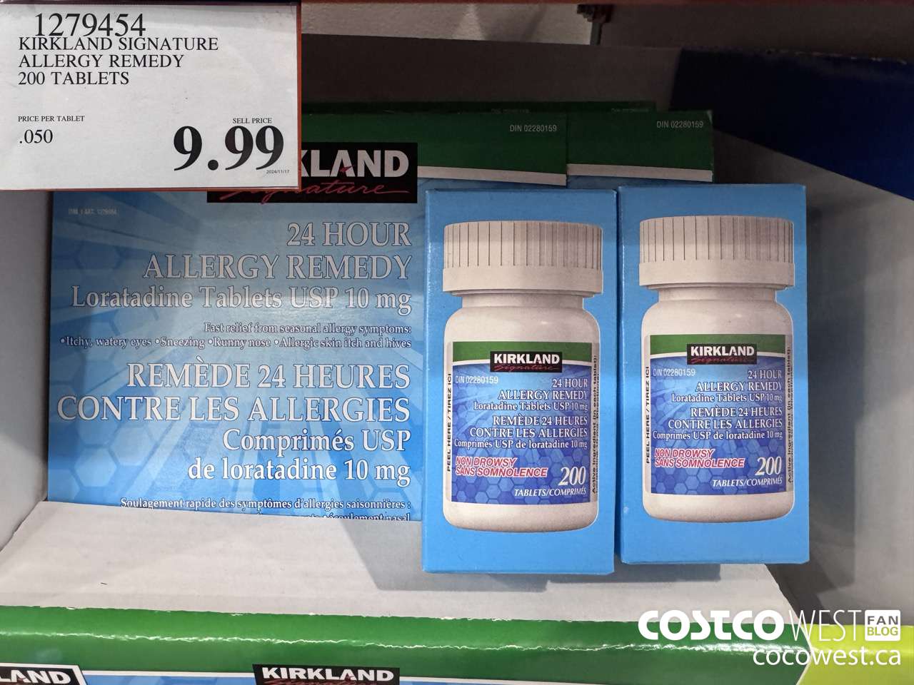 1279454 KIRKLAND SIGNATURE ALLERGY REMEDY 200 TABLETS $9.99