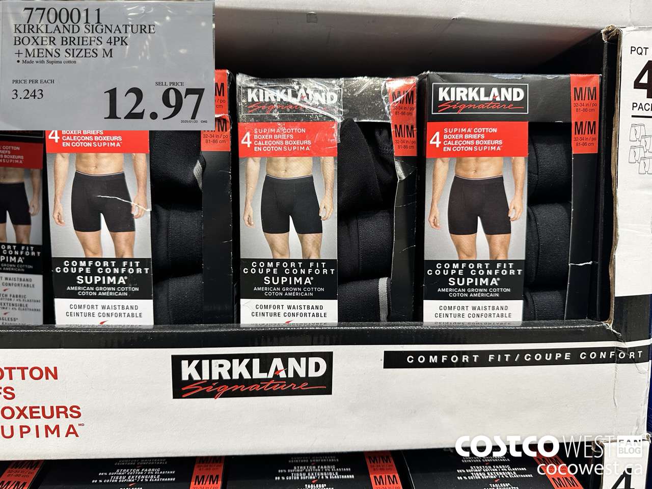 7700011 KIRKLAND SIGNATURE BOXER BRIEFS 4PK MENS SIZES M $12.97