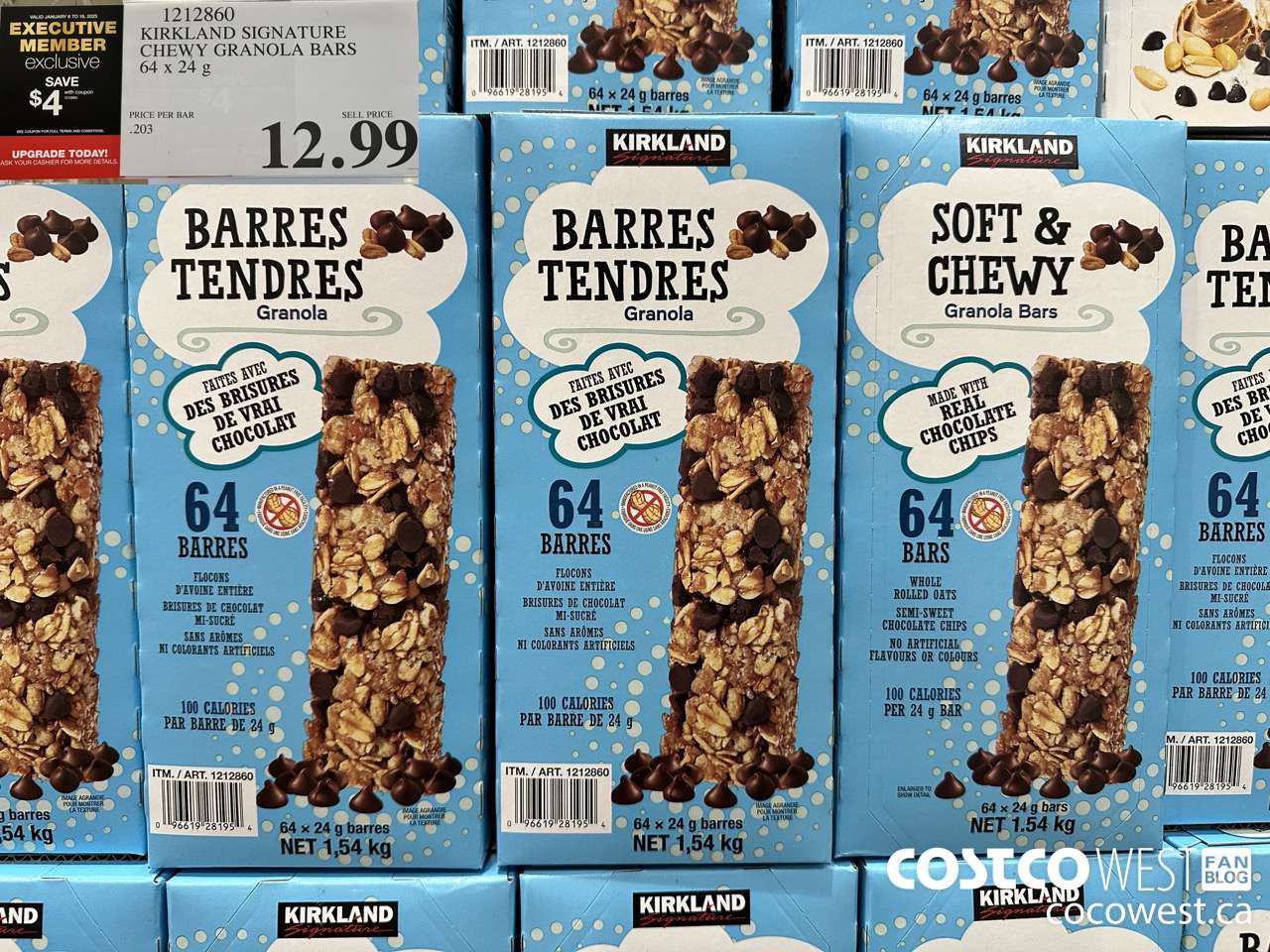 1212860 KIRKLAND SIGNATURE CHEWY GRANOLA BARS 64 X 24 G ($4.00 INSTANT SAVINGS EXPIRES ON 2025-01-19) $8.99