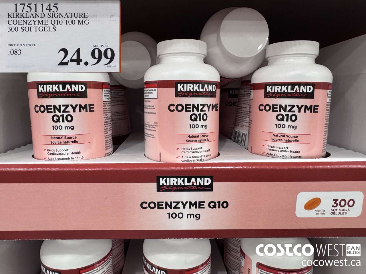 751145 KIRKLAND SIGNATURE COENZYME Q10 100 MG 300 SOFTGELS $24.99
