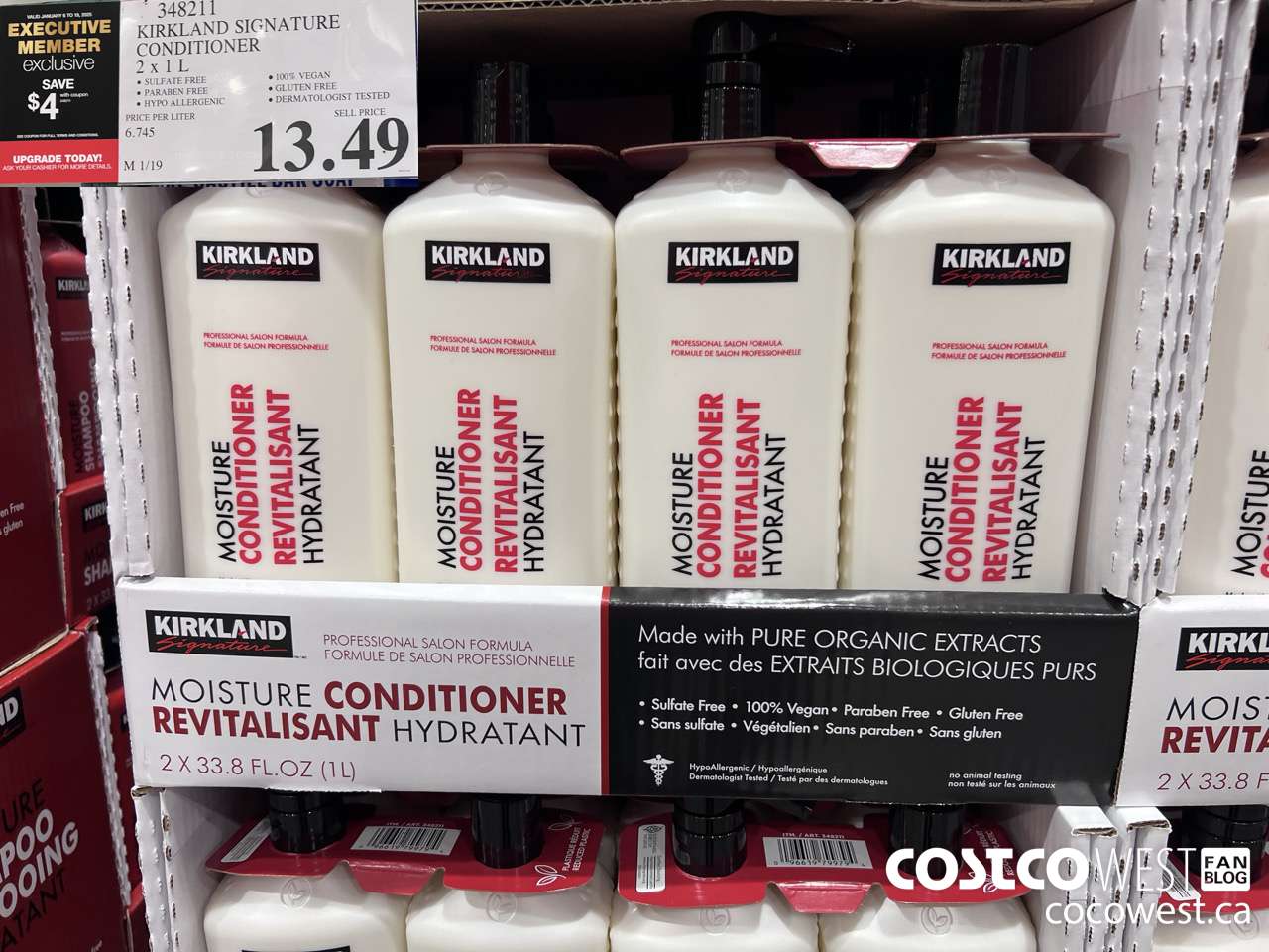 348211 KIRKLAND SIGNATURE CONDITIONER 2 X 1L ($4.00 INSTANT SAVINGS EXPIRES ON 2025-01-19) $9.49