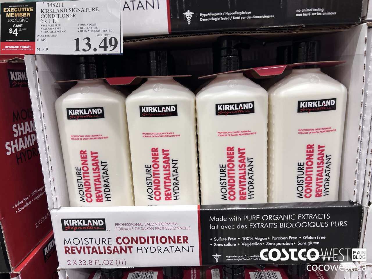 348211 KIRKLAND SIGNATURE CONDITIONER 2 X 1L ($4.00 INSTANT SAVINGS EXPIRES ON 2025-01-19) $9.49