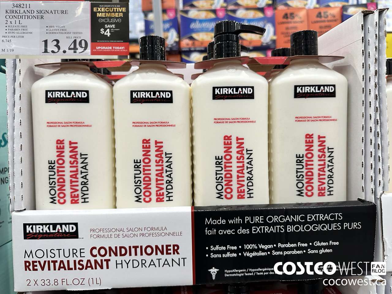 348211 KIRKLAND SIGNATURE CONDITIONER 2 X 1L ($4.00 INSTANT SAVINGS EXPIRES ON 2025-01-19) $9.49