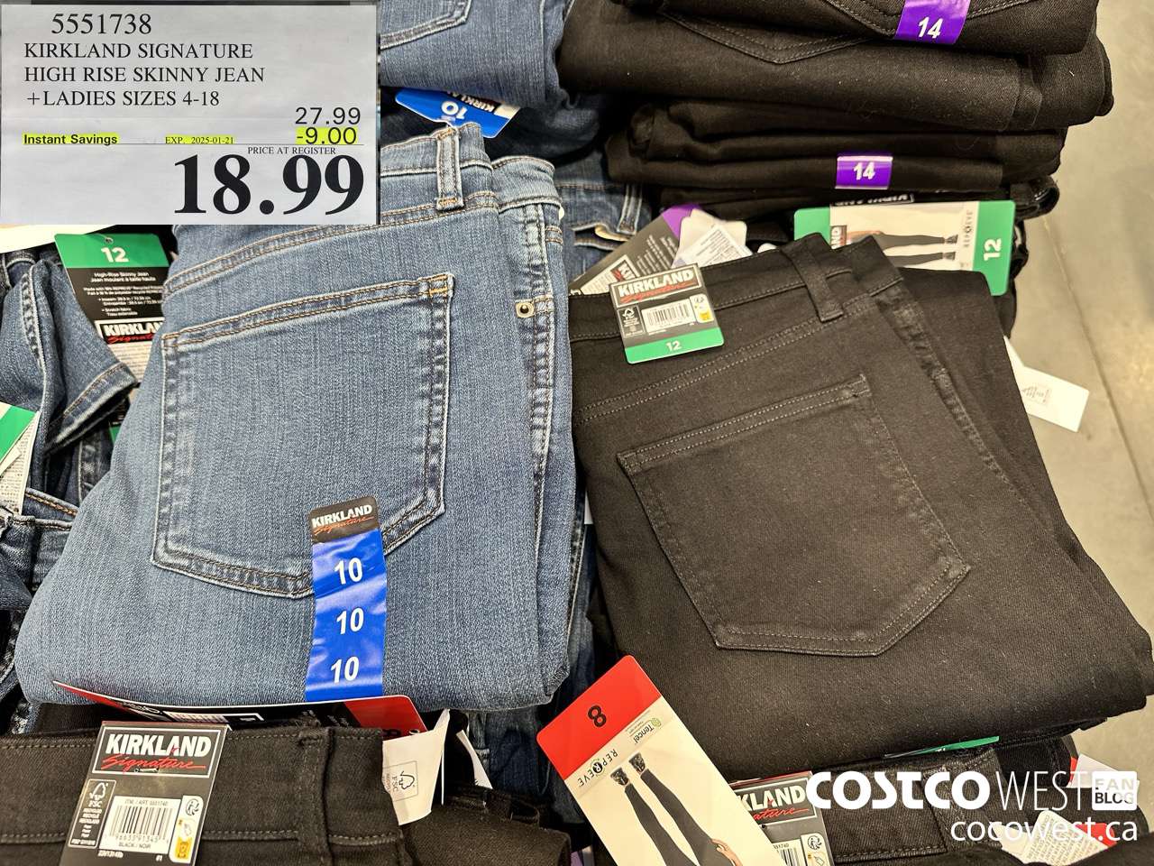 5551738 KIRKLAND SIGNATURE HIGH RISE SKINNY JEAN LADIES SIZES 4-18 ($9.00 INSTANT SAVINGS EXPIRES ON 2025-01-21) $18.99