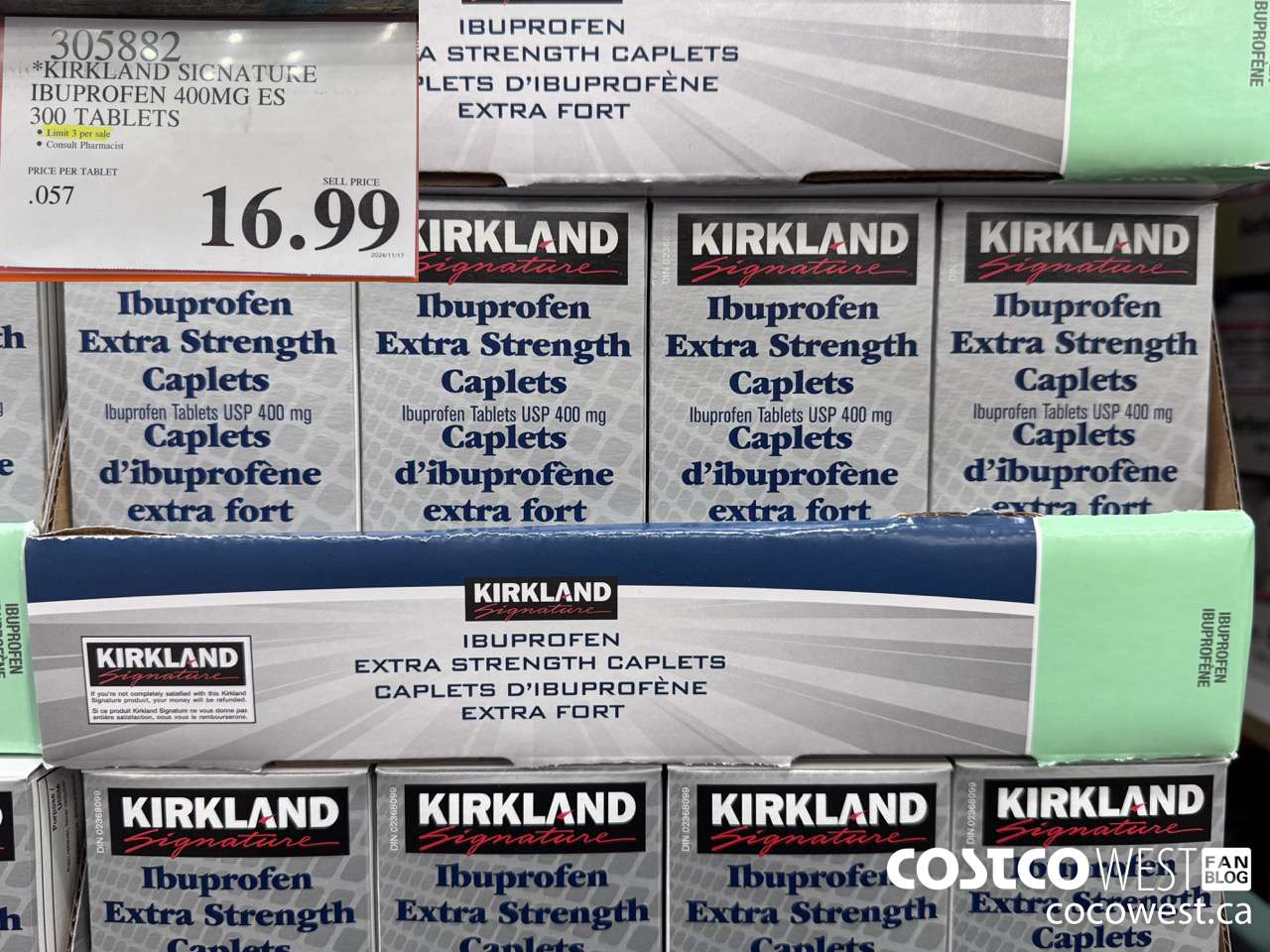 305882 KIRKLAND SIGNATURE IBUPROFEN 400MG ES 300 TABLETS $16.99
