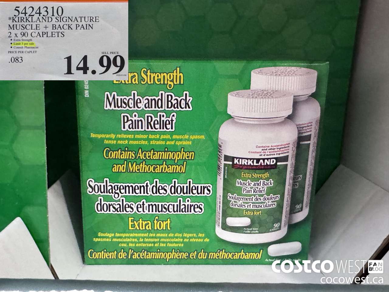 5424310 KIRKLAND SIGNATURE MUSCLE + BACK 2X90 CAPLETS $14.99