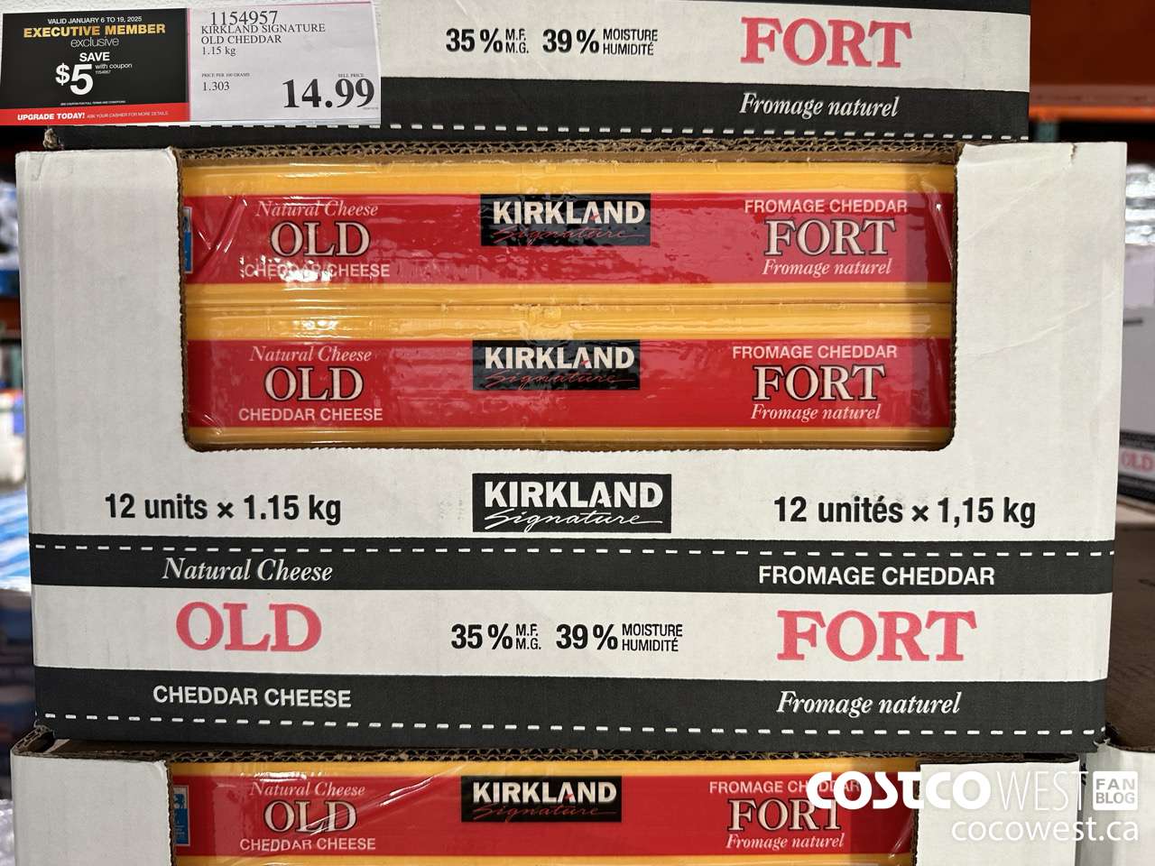 1154957 KIRKLAND SIGNATURE OLD CHEDDAR 1.15 KG ($5.00 INSTANT SAVINGS EXPIRES ON 2025-01-19) $9.99