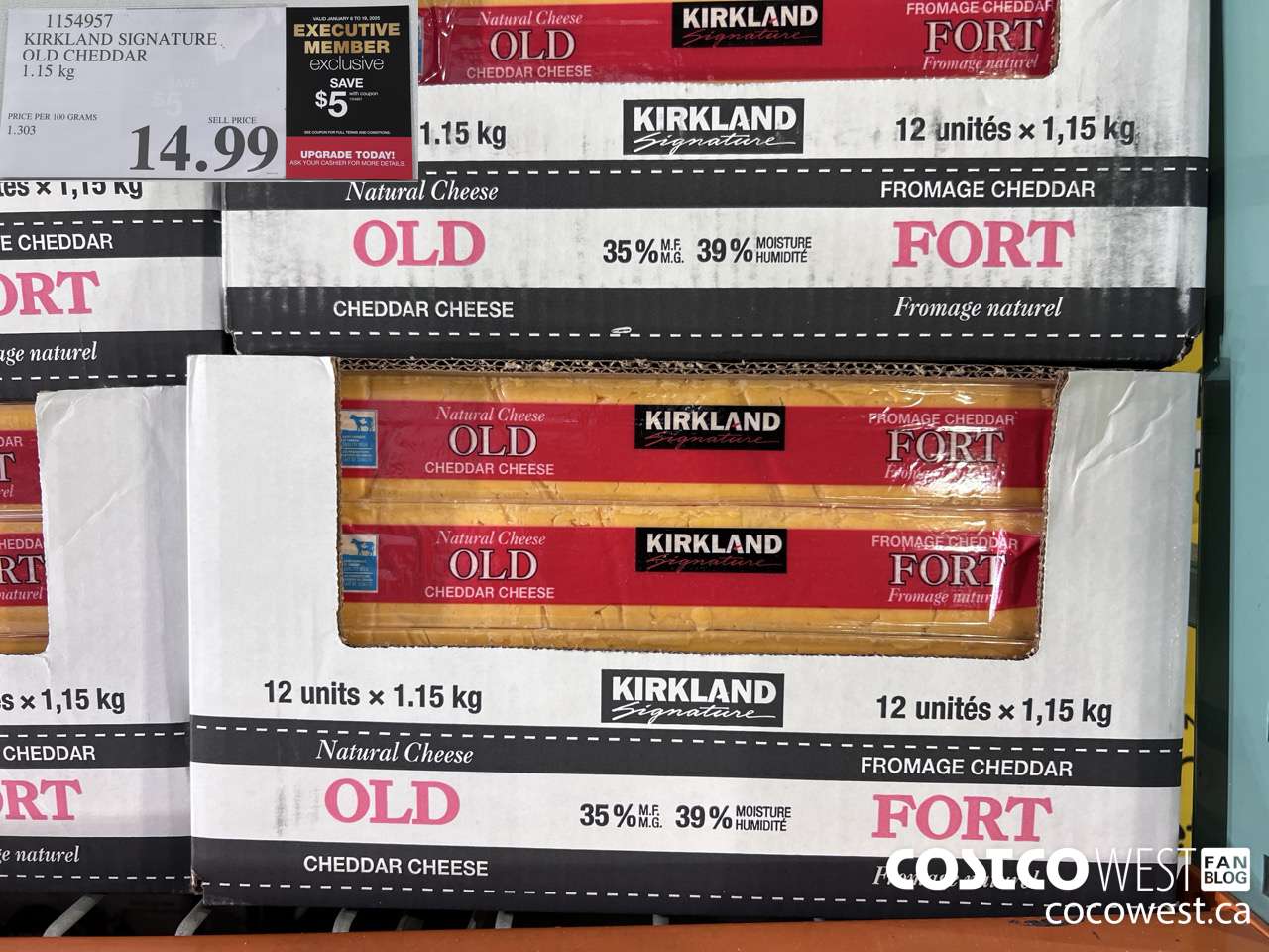 1154957 KIRKLAND SIGNATURE OLD CHEDDAR 1.15 KG ($5.00 INSTANT SAVINGS EXPIRES ON 2025-01-19) $9.99