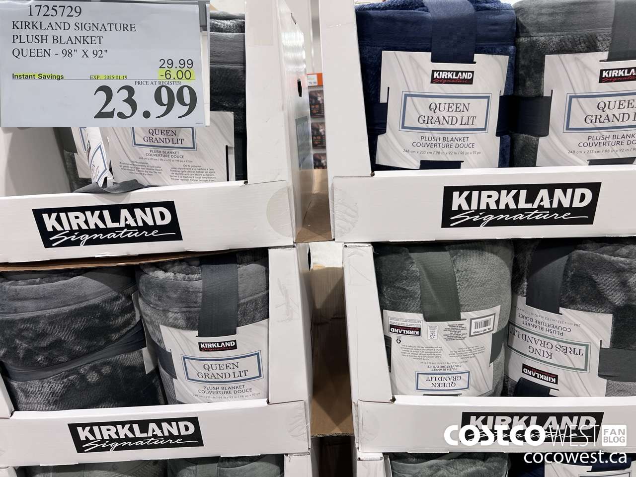 1725729 KIRKLAND SIGNATURE PLUSH BLANKET QUEEN 98