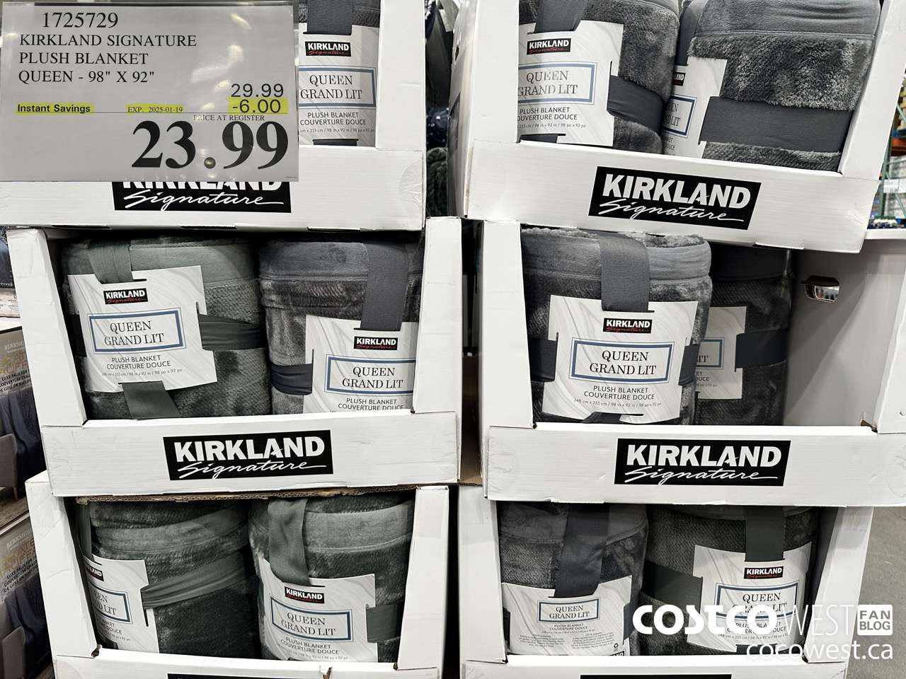 1725729 KIRKLAND SIGNATURE PLUSH BLANKET QUEEN 98