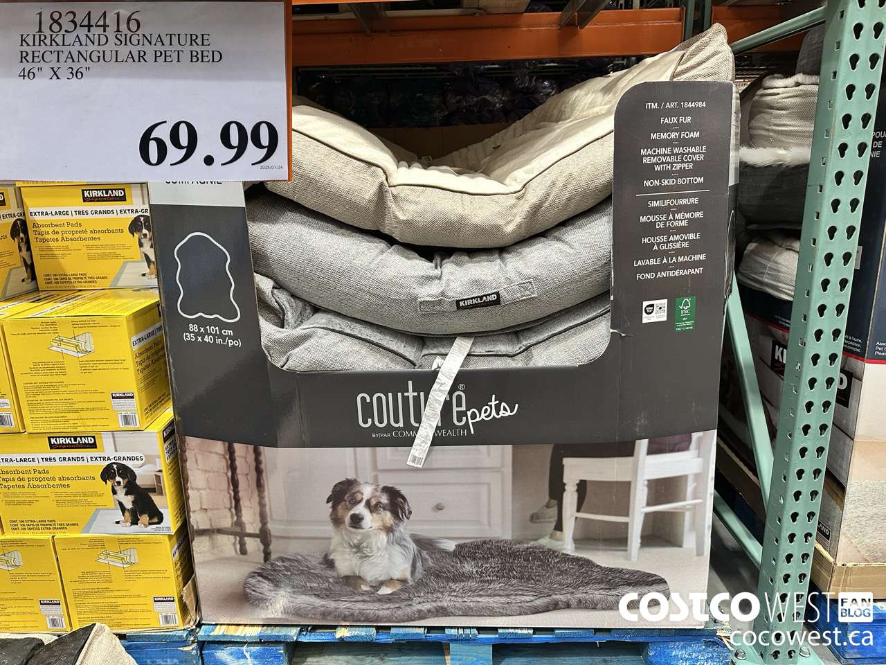 1834416 KIRKLAND SIGNATURE RECTANGULAR PET BED 46