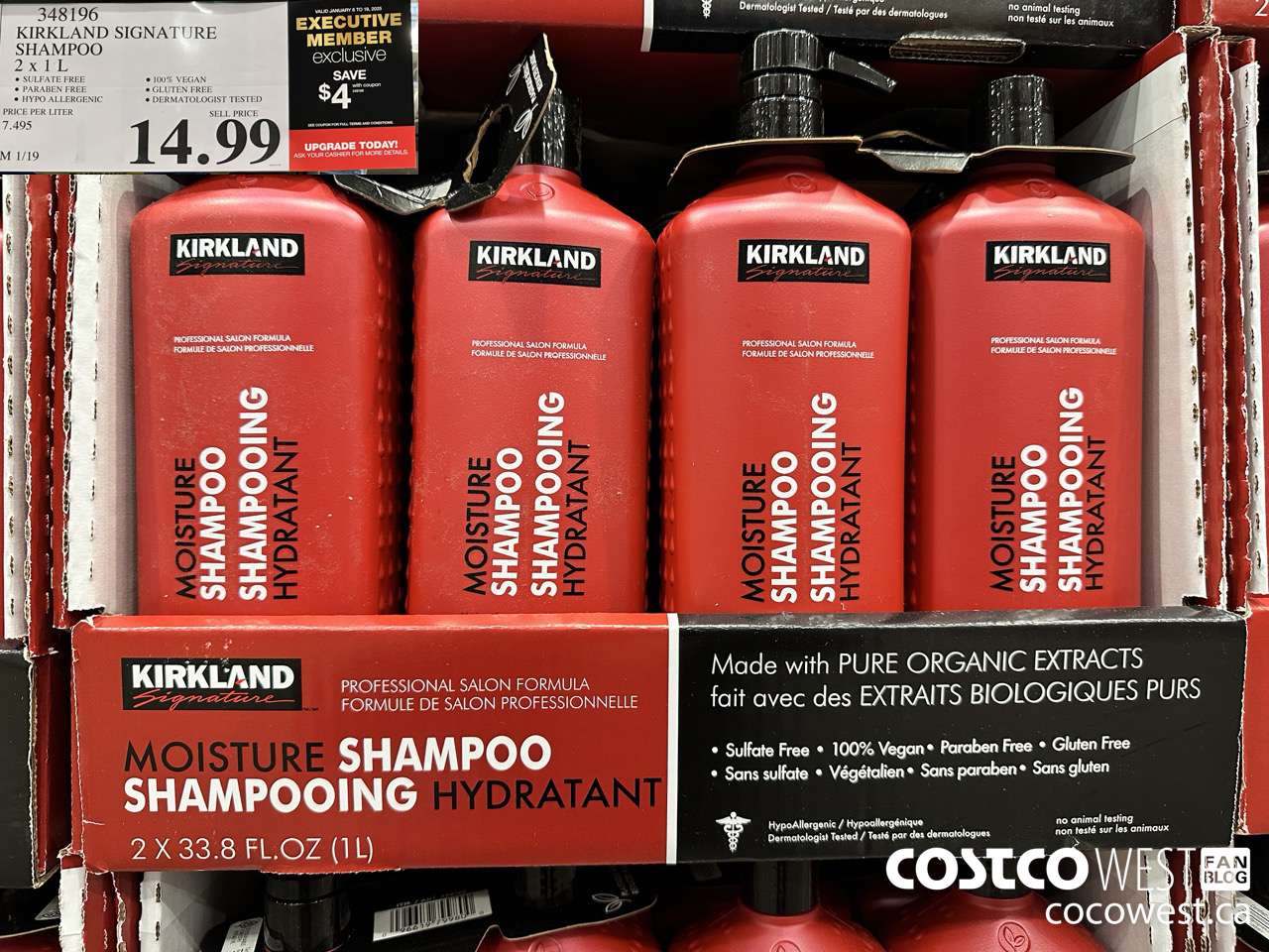 348196 KIRKLAND SIGNATURE SHAMPOO 2 X 1L ($4.00 INSTANT SAVINGS EXPIRES ON 2025-01-19) $10.99