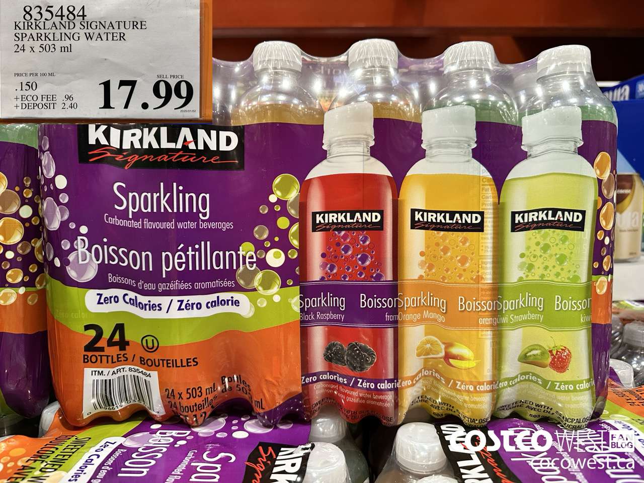 835484 KIRKLAND SIGNATURE SPARKLING WATER 24 X 503 ML $17.99