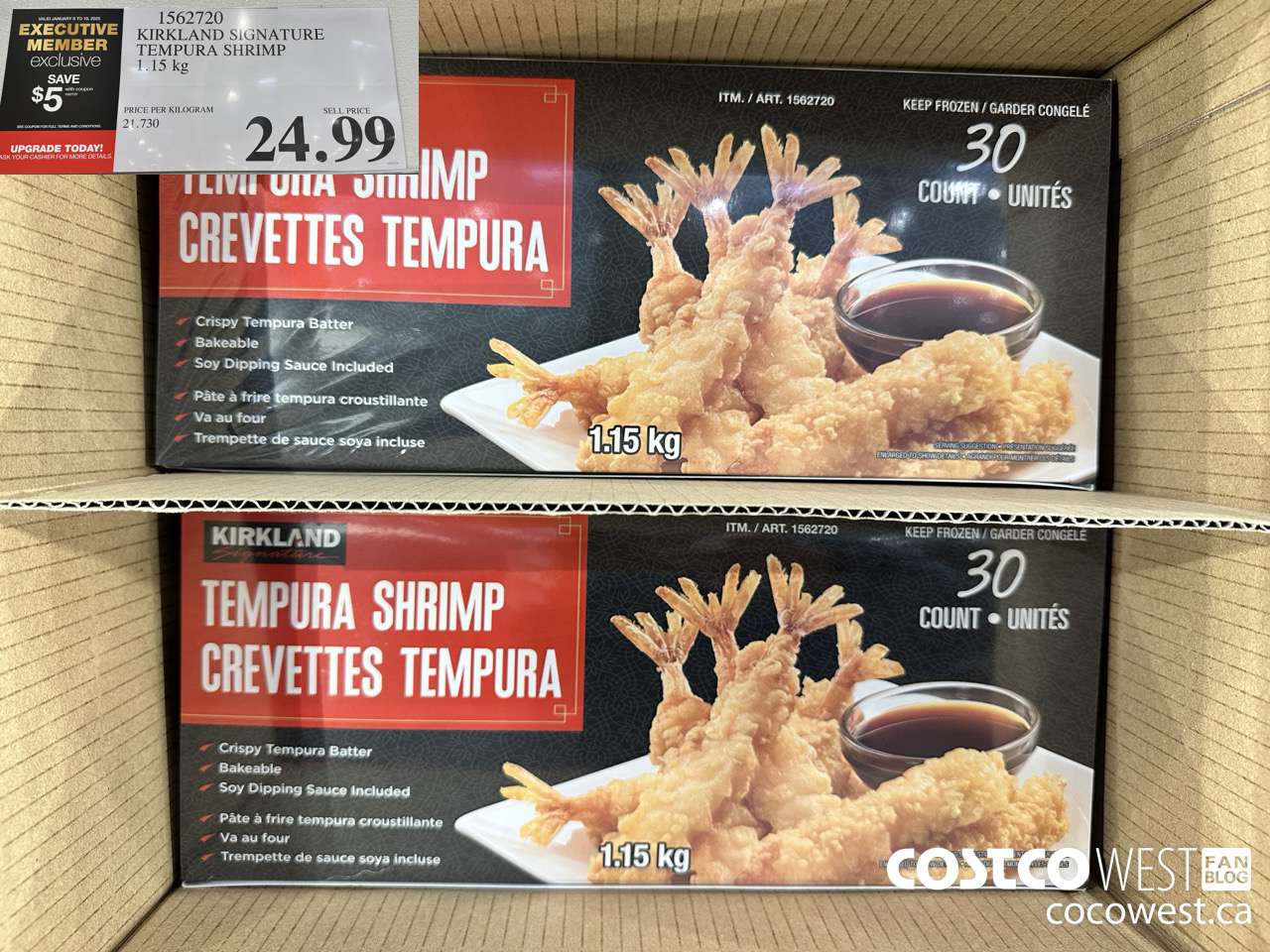 1562720 KIRKLAND SIGNATURE TEMPURA SHRIMP 1.15 kg ($5.00 INSTANT SAVINGS EXPIRES ON 2025-01-19) $19.99