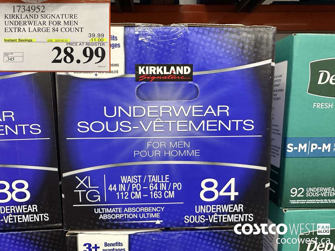 1734952 KIRKLAND SIGNATURE UNDERWEAR FOR MEN EXTRA LARGE 84 COUNT ($11.00 INSTANT SAVINGS EXPIRES ON 2025-02-23) $28.99