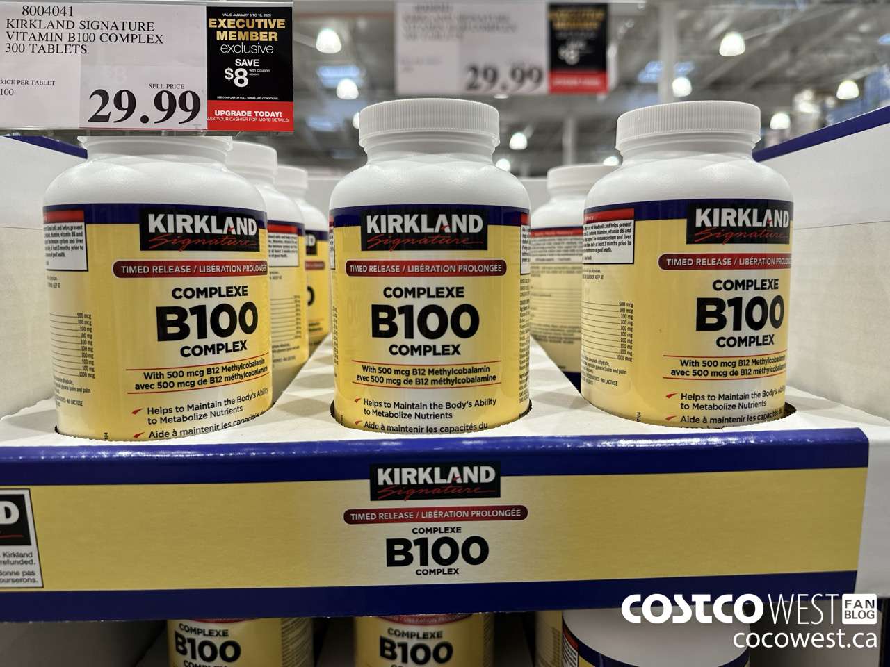 8004041 KIRKLAND SIGNATURE VITAMIN B100 COMPLEX 300 TABLETS ($8.00 INSTANT SAVINGS EXPIRES ON 2025-01-19) $21.99