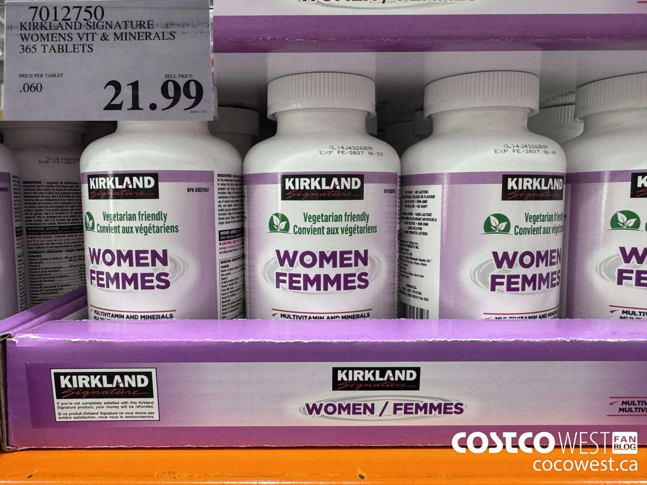 7012750 KIRKLAND SIGNATURE WOMEN MULTI VITAMIN & MINERAL 365 TABLETS $21.99