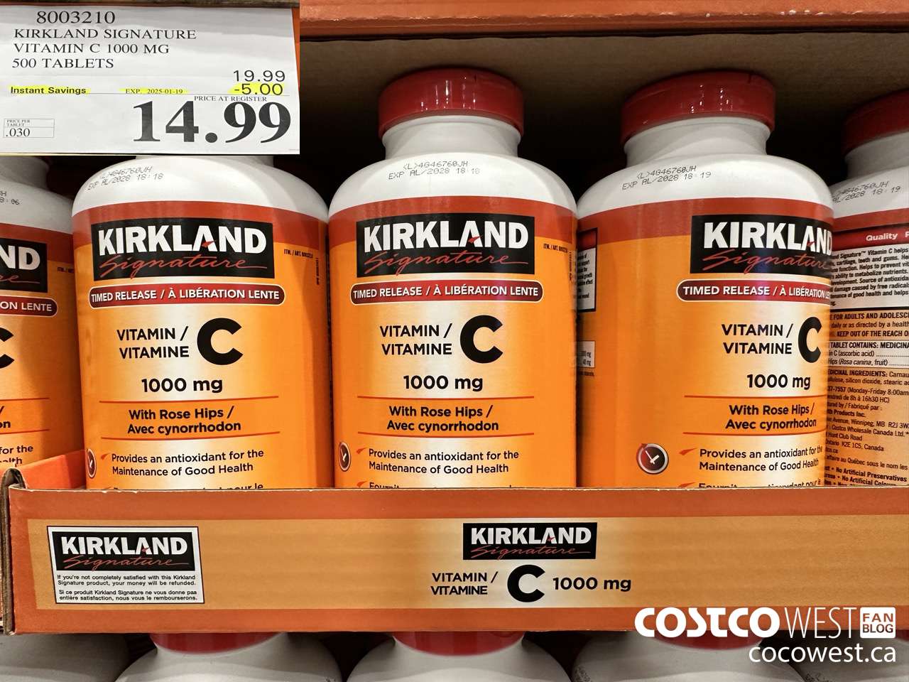 8003210 KIRKLAND SIGNATURE VITAMIN C 1000 MG 500 TABLETS ($5.00 INSTANT SAVINGS EXPIRES ON 2025-01-19) $14.99