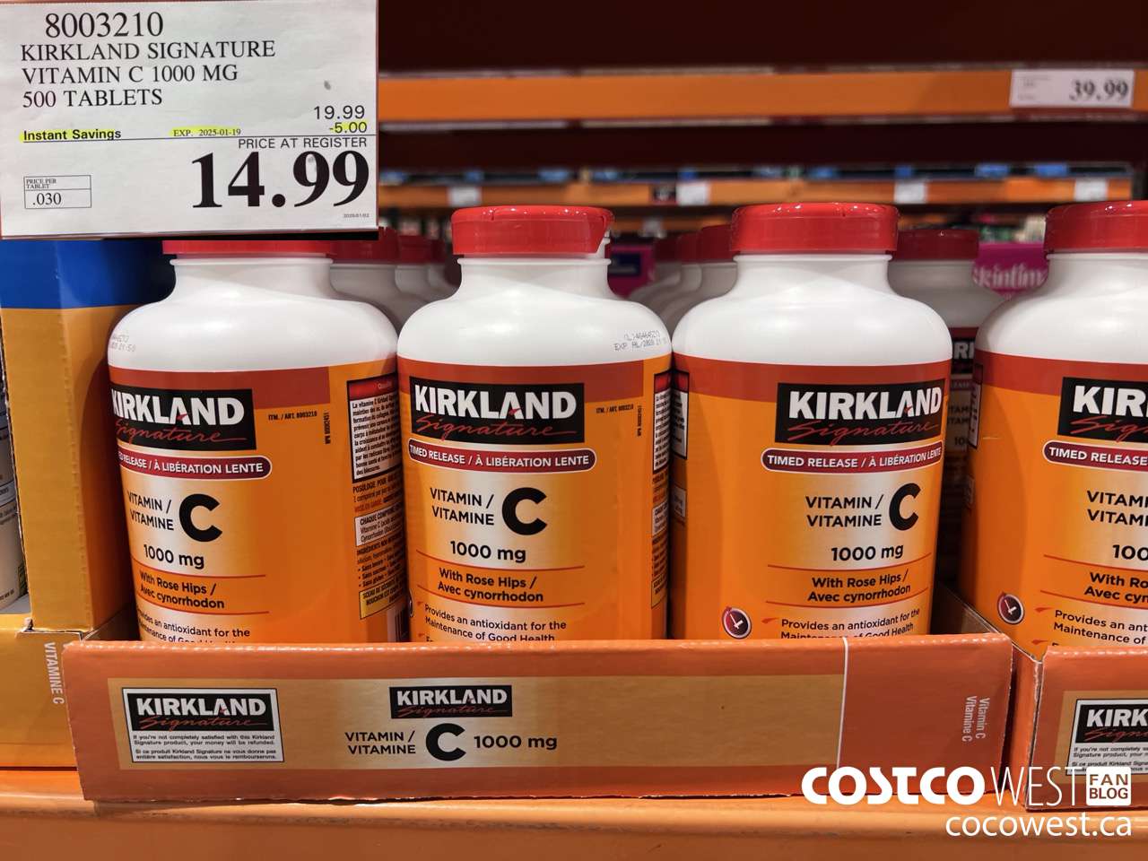 8003210 KIRKLAND SIGNATURE VITAMIN C 1000 MG 500 TABLETS ($5.00 INSTANT SAVINGS EXPIRES ON 2025-01-19) $14.99